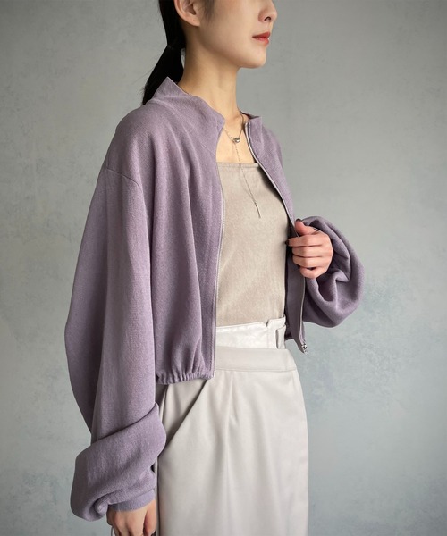 &g'aime（アンジェム）の「【&g’aime】ショートニットブルゾン（ブルゾン・レディース・アイボリー/チャコール/パープル・FREE）」の20枚目の写真