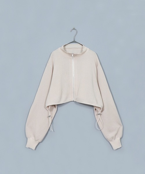 &g'aime（アンジェム）の「【&g’aime】ショートニットブルゾン（ブルゾン・レディース・アイボリー/チャコール/パープル・FREE）」の5枚目の写真