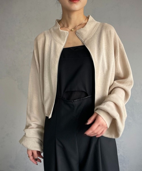 &g'aime（アンジェム）の「【&g’aime】ショートニットブルゾン（ブルゾン・レディース・アイボリー/チャコール/パープル・FREE）」の16枚目の写真