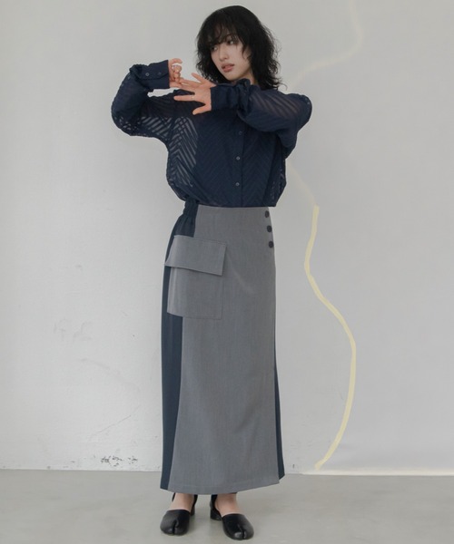 VACANCY（ヴァカンシー）の「バリモア襟カットジャガードシアーシャツ（シャツ/ブラウス・レディース・ネイビー/グリーン/アイボリー・FREE）」の20枚目の写真