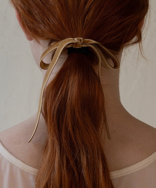 VATSURICA（バツリカ）の「【全色再入荷】〈VATSURICA〉バツリカ / ベロア リボンヘアゴム2（ヘアゴム・レディース・ブラック/ブラウン/ベージュ/グレー/グリーン・FREE）」の3枚目の写真