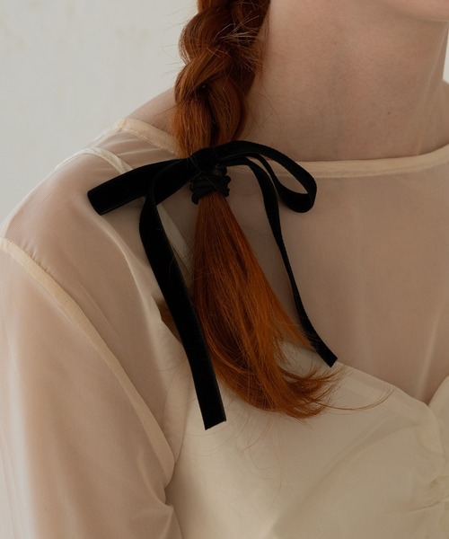 VATSURICA（バツリカ）の「【全色再入荷】〈VATSURICA〉バツリカ / ベロア リボンヘアゴム2（ヘアゴム・レディース・ブラック/ブラウン/ベージュ/グレー/グリーン・FREE）」の18枚目の写真