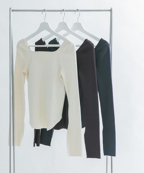 KBF(ケイビーエフ)の「illi バックUネックカップインロンTEE(Tシャツ/カットソー・レディース・チャコールグレー/アイボリー/ダークブラウン・ONE)」の5枚目の写真