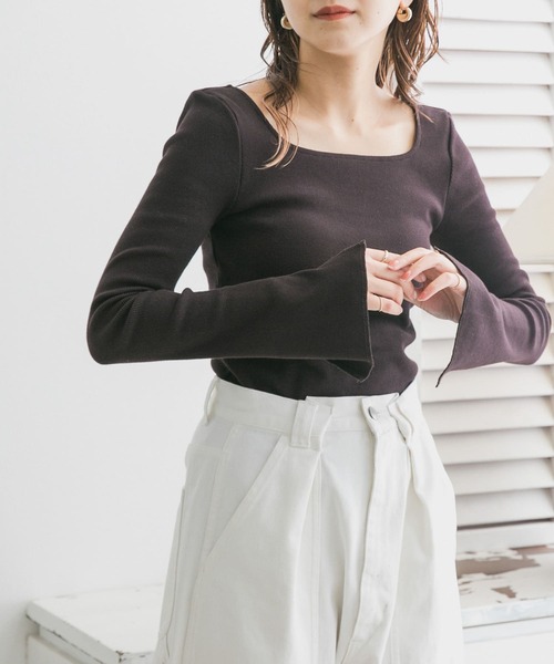 KBF(ケイビーエフ)の「illi バックUネックカップインロンTEE(Tシャツ/カットソー・レディース・チャコールグレー/アイボリー/ダークブラウン・ONE)」の17枚目の写真