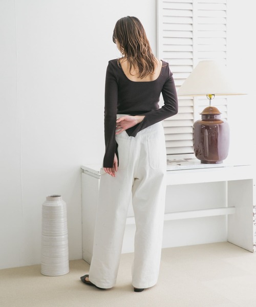 KBF(ケイビーエフ)の「illi バックUネックカップインロンTEE(Tシャツ/カットソー・レディース・チャコールグレー/アイボリー/ダークブラウン・ONE)」の22枚目の写真