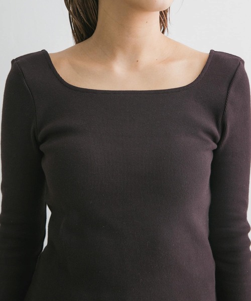 KBF(ケイビーエフ)の「illi バックUネックカップインロンTEE(Tシャツ/カットソー・レディース・チャコールグレー/アイボリー/ダークブラウン・ONE)」の19枚目の写真