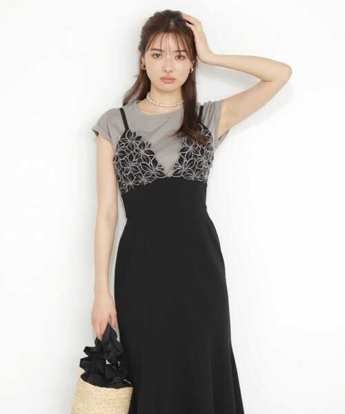 PROPORTION BODY DRESSING(プロポーションボディドレッシング)の「カットワークデザインキャミワンピース / 1213140400(ワンピース・レディース・ブラック系その他/ピンク/オフホワイト/ブラック・SMALL/MEDIUM)」の12枚目の写真