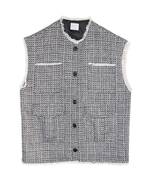 AMAIL（アマイル）の「Tweed cutting box vest（ベスト・レディース・ブラック/ピンク・FREE）」の6枚目の写真