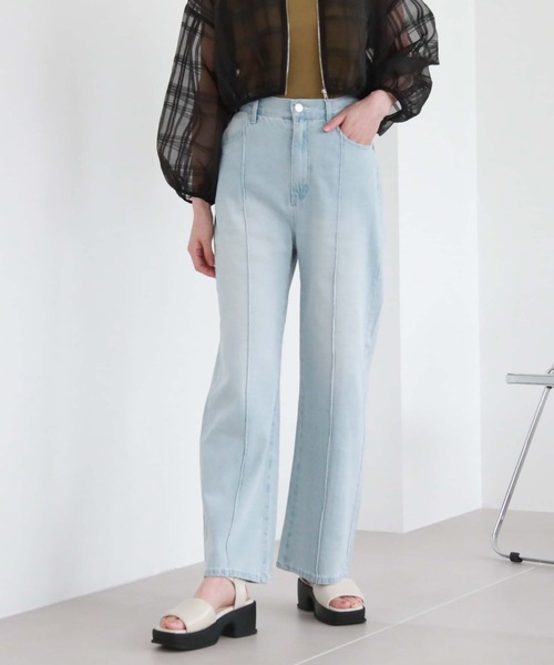 archives（アルシーヴ）の「センターシームデニムパンツ（デニムパンツ・レディース・ブルー/サックスブルー・SMALL/MEDIUM）」の3枚目の写真