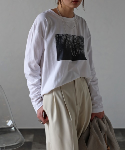 Bonjour Sagan(ボンジュールサガン)の「フロントプリントロンT(Tシャツ/カットソー・レディース・ホワイト・FREE)」の3枚目の写真