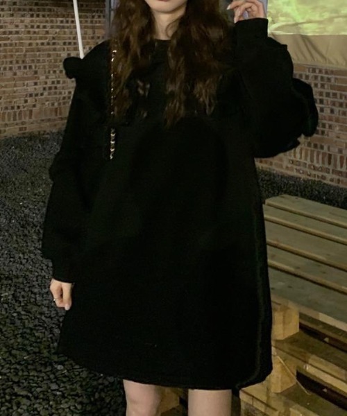 LAC-VERT（ラック・ヴェール）の「ビッグカラーAラインワンピース（ワンピース・レディース・ブラック/ホワイト・FREE）」の11枚目の写真