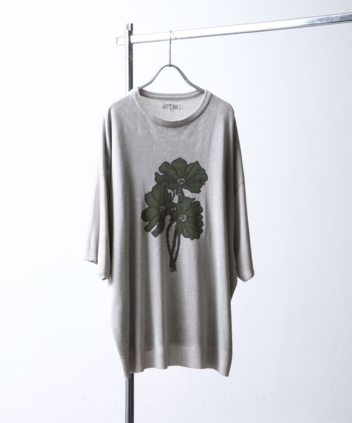 NILWAY（ニルウェイ）の「花柄ジャガード オーバーサイズニット（ニット/セーター・メンズ・ブラック/ライトグレー/チャコール・MEDIUM/LARGE）」の3枚目の写真