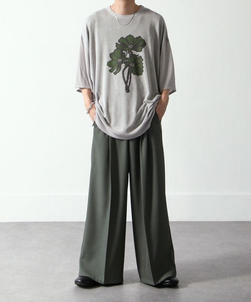 NILWAY（ニルウェイ）の「花柄ジャガード オーバーサイズニット（ニット/セーター・メンズ・ブラック/ライトグレー/チャコール・MEDIUM/LARGE）」の6枚目の写真