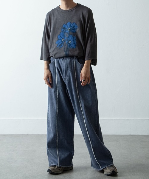 NILWAY（ニルウェイ）の「花柄ジャガード オーバーサイズニット（ニット/セーター・メンズ・ブラック/ライトグレー/チャコール・MEDIUM/LARGE）」の21枚目の写真