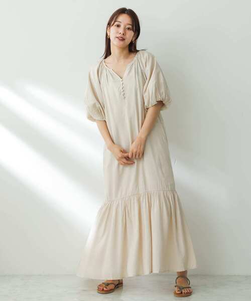 SENSE OF PLACE by URBAN RESEARCH(センスオブプレイスバイアーバンリサーチ)の「バルーンスリーブワンピース(ワンピース・レディース・アイボリー/ブラック/オレンジ・ONE)」の7枚目の写真