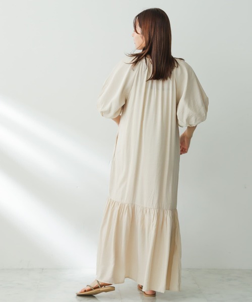 SENSE OF PLACE by URBAN RESEARCH(センスオブプレイスバイアーバンリサーチ)の「バルーンスリーブワンピース(ワンピース・レディース・アイボリー/ブラック/オレンジ・ONE)」の9枚目の写真