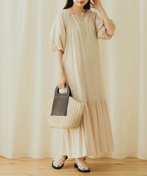 SENSE OF PLACE by URBAN RESEARCH(センスオブプレイスバイアーバンリサーチ)の「バルーンスリーブワンピース(ワンピース・レディース・アイボリー/ブラック/オレンジ・ONE)」の10枚目の写真