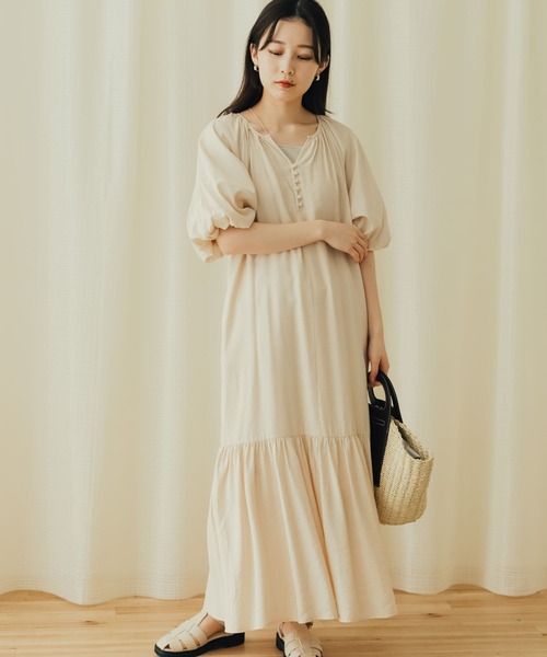 SENSE OF PLACE by URBAN RESEARCH(センスオブプレイスバイアーバンリサーチ)の「バルーンスリーブワンピース(ワンピース・レディース・アイボリー/ブラック/オレンジ・ONE)」の12枚目の写真