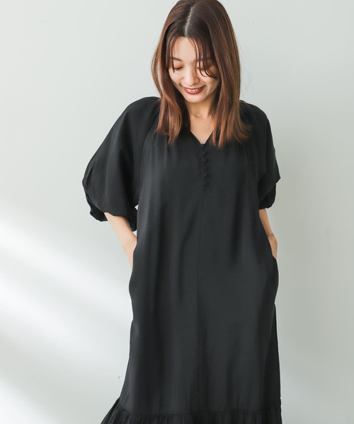 SENSE OF PLACE by URBAN RESEARCH(センスオブプレイスバイアーバンリサーチ)の「バルーンスリーブワンピース(ワンピース・レディース・アイボリー/ブラック/オレンジ・ONE)」の14枚目の写真