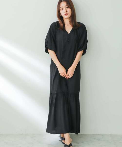 SENSE OF PLACE by URBAN RESEARCH(センスオブプレイスバイアーバンリサーチ)の「バルーンスリーブワンピース(ワンピース・レディース・アイボリー/ブラック/オレンジ・ONE)」の15枚目の写真