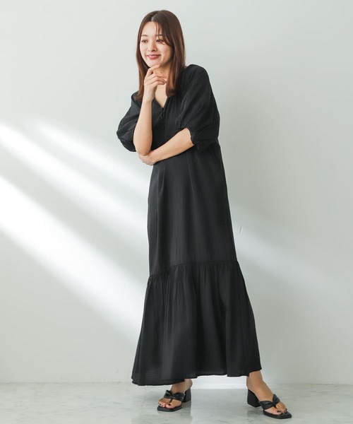 SENSE OF PLACE by URBAN RESEARCH(センスオブプレイスバイアーバンリサーチ)の「バルーンスリーブワンピース(ワンピース・レディース・アイボリー/ブラック/オレンジ・ONE)」の17枚目の写真