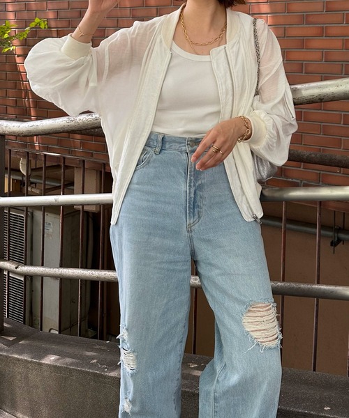 RIVE DROITE（リヴドロワ）の「シアーブルゾン（ミリタリージャケット・レディース・オフホワイト/ブラック/カーキ・FREE）」の4枚目の写真