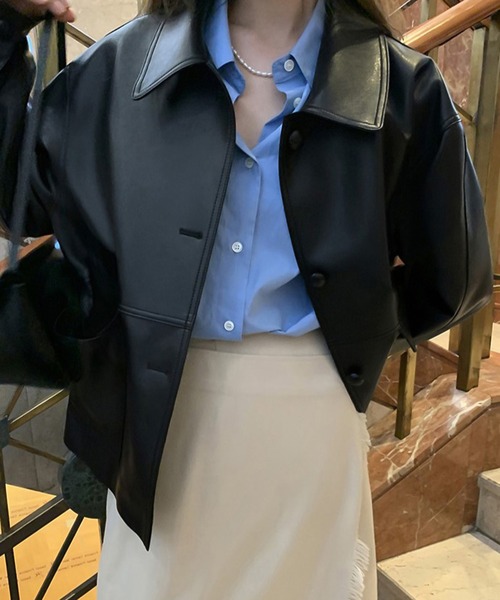 Ulysses（ユリシス）の「モード感漂う。PUエコレザーショートジャケット（その他アウター・レディース・ブラック・F）」の8枚目の写真