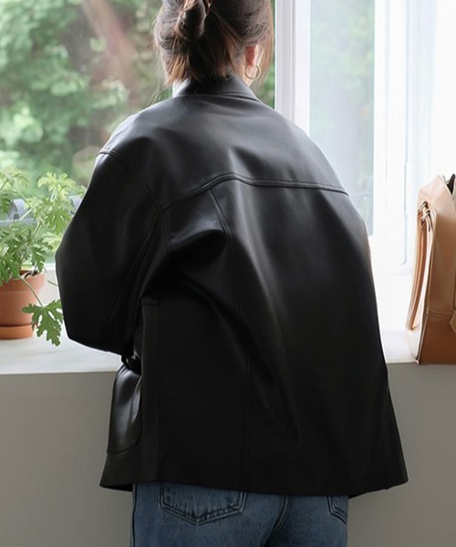 Ulysses（ユリシス）の「モード感漂う。PUエコレザーショートジャケット（その他アウター・レディース・ブラック・F）」の5枚目の写真