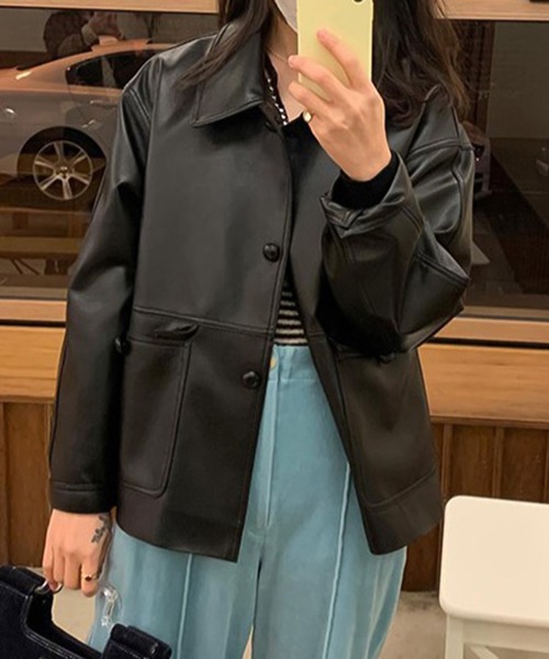 Ulysses（ユリシス）の「モード感漂う。PUエコレザーショートジャケット（その他アウター・レディース・ブラック・F）」の13枚目の写真