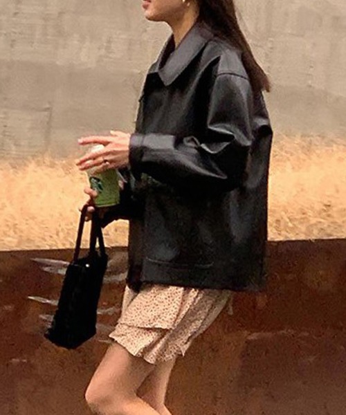 Ulysses（ユリシス）の「モード感漂う。PUエコレザーショートジャケット（その他アウター・レディース・ブラック・F）」の7枚目の写真