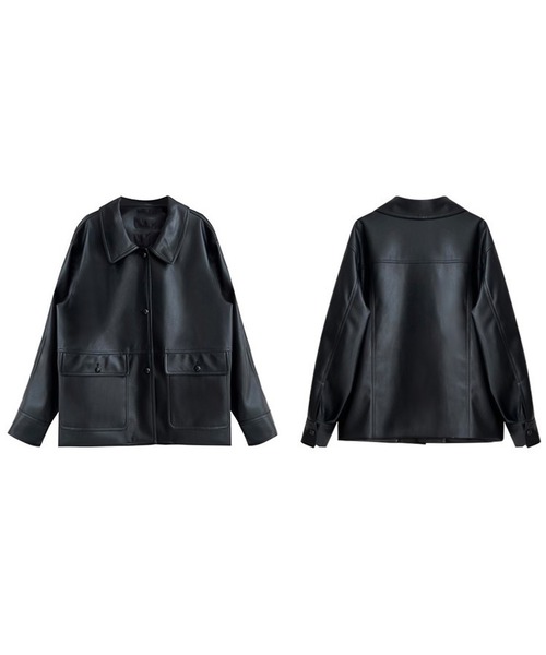 Ulysses（ユリシス）の「モード感漂う。PUエコレザーショートジャケット（その他アウター・レディース・ブラック・F）」の12枚目の写真