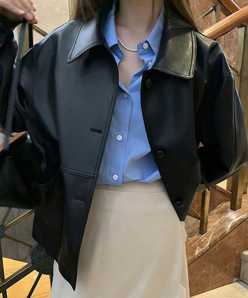 Ulysses（ユリシス）の「モード感漂う。PUエコレザーショートジャケット（その他アウター・レディース・ブラック・F）」の9枚目の写真