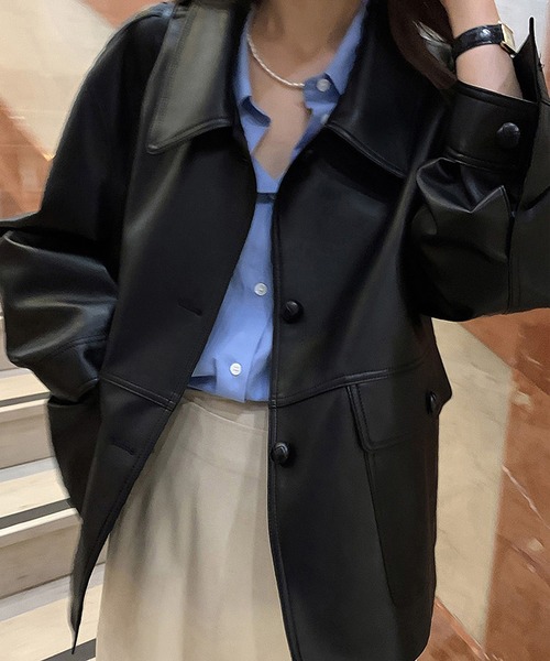 Ulysses（ユリシス）の「モード感漂う。PUエコレザーショートジャケット（その他アウター・レディース・ブラック・F）」の14枚目の写真