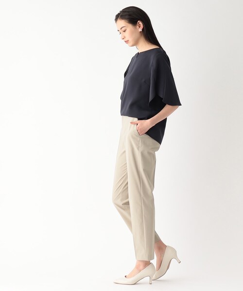 OPAQUE.CLIP（オペークドットクリップ）の「◆セットアップ対応 リネンライクテーパードパンツ【マシンウオッシャブル/抗ピリング】（その他パンツ・レディース・ネイビー/ベージュ・38/42/40/36）」の18枚目の写真