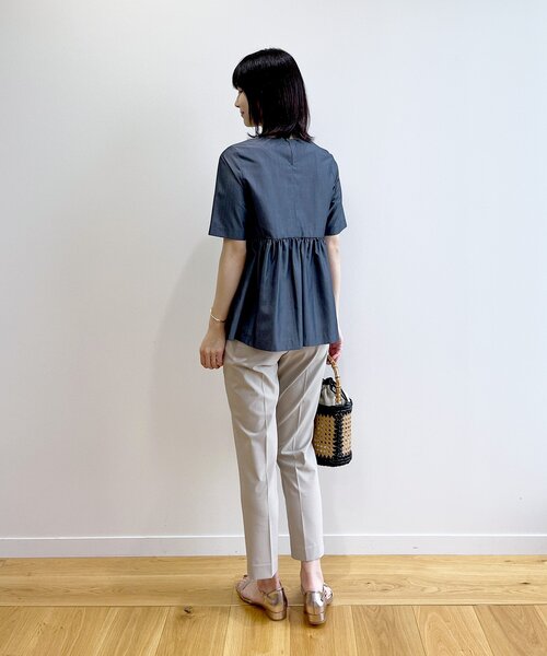OPAQUE.CLIP（オペークドットクリップ）の「◆セットアップ対応 リネンライクテーパードパンツ【マシンウオッシャブル/抗ピリング】（その他パンツ・レディース・ネイビー/ベージュ・38/42/40/36）」の7枚目の写真