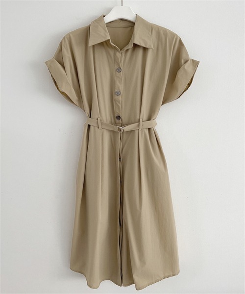 FREE STYLISTS（フリー スタイリスト）の「ベルト付けシャツワンピース（シャツワンピース・レディース・カーキ/ブルー/ダークネイビー/コーラルピンク・FREE）」の11枚目の写真