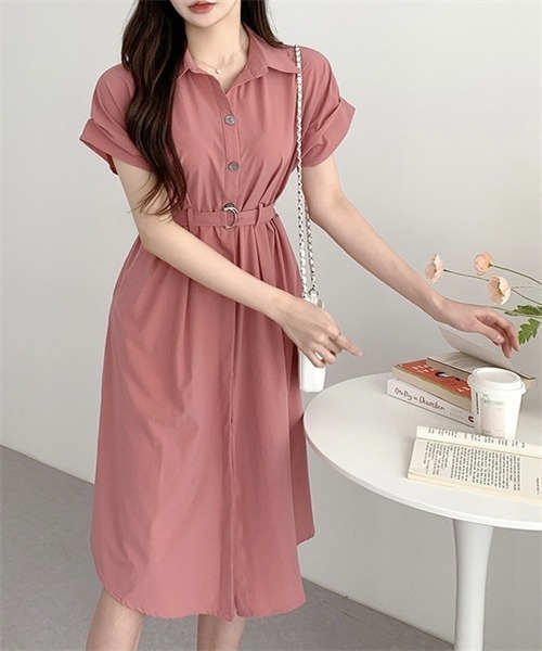 FREE STYLISTS（フリー スタイリスト）の「ベルト付けシャツワンピース（シャツワンピース・レディース・カーキ/ブルー/ダークネイビー/コーラルピンク・FREE）」の20枚目の写真