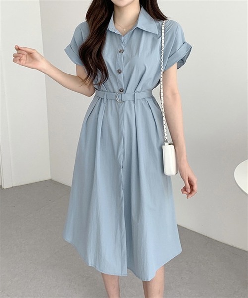 FREE STYLISTS（フリー スタイリスト）の「ベルト付けシャツワンピース（シャツワンピース・レディース・カーキ/ブルー/ダークネイビー/コーラルピンク・FREE）」の21枚目の写真