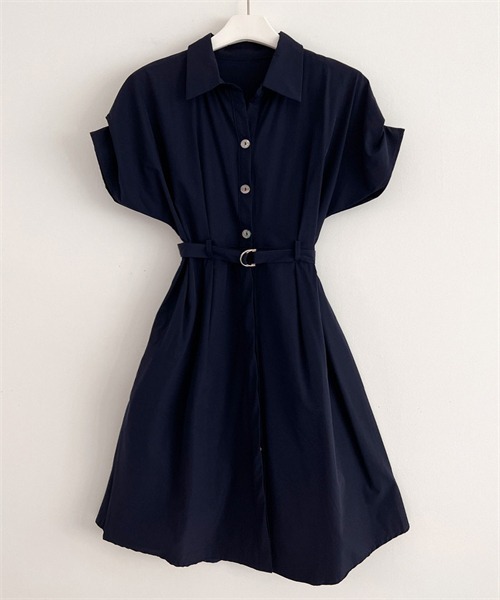 FREE STYLISTS（フリー スタイリスト）の「ベルト付けシャツワンピース（シャツワンピース・レディース・カーキ/ブルー/ダークネイビー/コーラルピンク・FREE）」の17枚目の写真