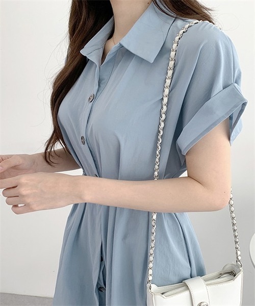 KAREN MILLEN■モノプリント ベルト付き シャツワンピース 安心追跡【KAREN MILLEN】ストライプ柄ベルト付きシャツワンピ