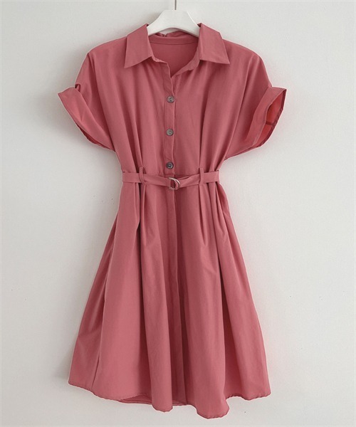 FREE STYLISTS（フリー スタイリスト）の「ベルト付けシャツワンピース（シャツワンピース・レディース・カーキ/ブルー/ダークネイビー/コーラルピンク・FREE）」の13枚目の写真