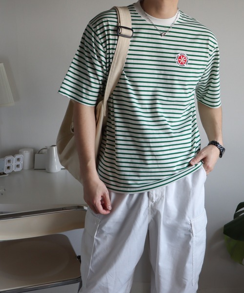 __gram.(スペースグラム)の「フラワーワッペン刺繍Tシャツ(Tシャツ/カットソー・メンズ・ホワイト/ホワイト×ネイビー/ブラック/ホワイト×グリーン・M/L)」の7枚目の写真