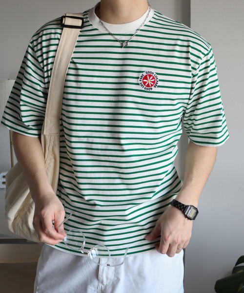 __gram.(スペースグラム)の「フラワーワッペン刺繍Tシャツ(Tシャツ/カットソー・メンズ・ホワイト/ホワイト×ネイビー/ブラック/ホワイト×グリーン・M/L)」の8枚目の写真