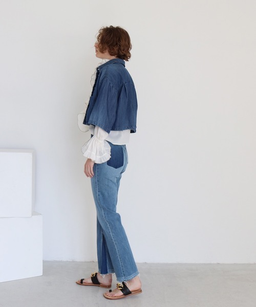 DRESSLAVE（ドレスレイブ）の「treated denim pearl button midriff