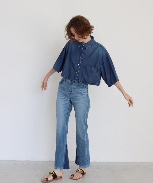 DRESSLAVE（ドレスレイブ）の「treated denim pearl button midriff