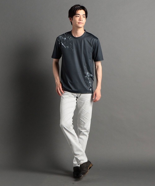 HIDEAWAYS NICOLE(ハイダウェイニコル)の「スプラッター柄プリント半袖Tシャツ(Tシャツ/カットソー・メンズ・オフホワイト/ブラック/ライトベージュ・MEDIUM/LARGE/X-LARGE)」の16枚目の写真