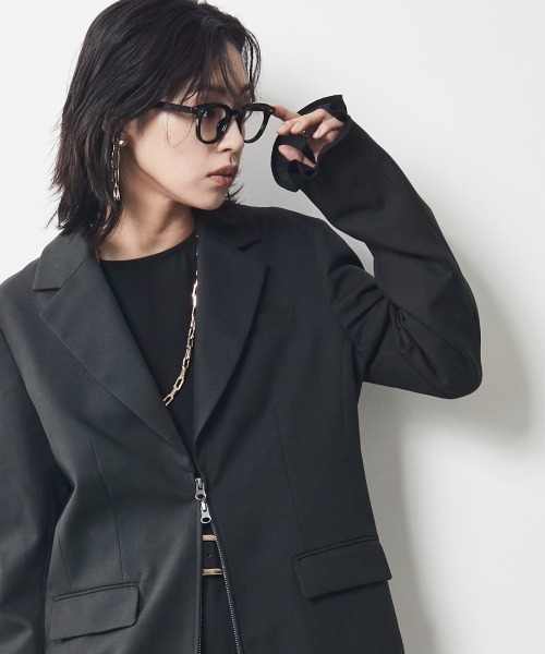 CHIC STYLE（シックスタイル）の「＜大きいサイズ＞フロントジップテーラードジャケット シックスタイル（テーラードジャケット・レディース・グレー/ブラック・L/3L/4L/LL/5L）」の22枚目の写真