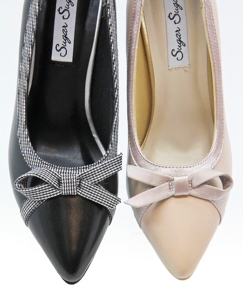Sugar Sugar（シュガーシュガー）の「【SUGAR SUGAR シュガーシュガー】リボンヒールパンプス（パンプス・レディース・ブラック/ピンク・22.5cm/23.5cm/24.5cm/23.0cm/24.0cm）」の5枚目の写真