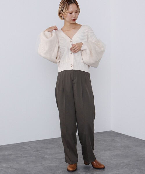 BEAMS HEART（ビームスハート）の「BEAMS HEART / ハイウエスト パンツ（スラックス・レディース・ブラウン系その他2/ブラック/グリーン系その他5・SMALL/MEDIUM）」の9枚目の写真