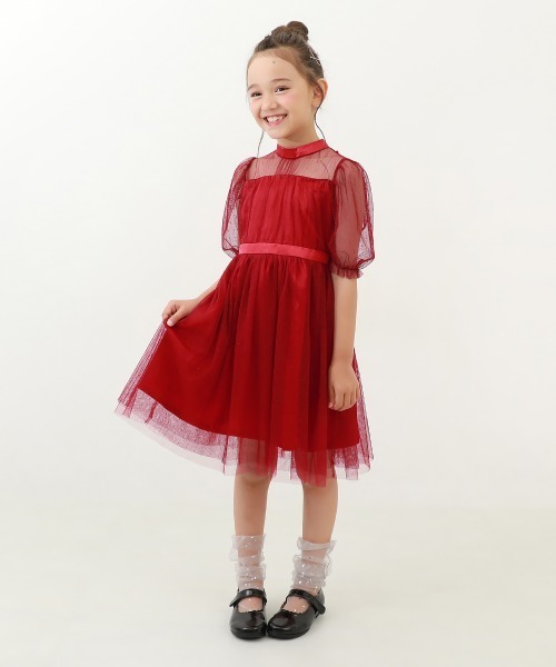 devirock（デビロック）の「ラメチュール パーティドレス（ドレス・キッズ・パープル系4/ワインレッド・160cm/130cm/140cm/110cm/120cm/150cm/100cm）」の4枚目の写真